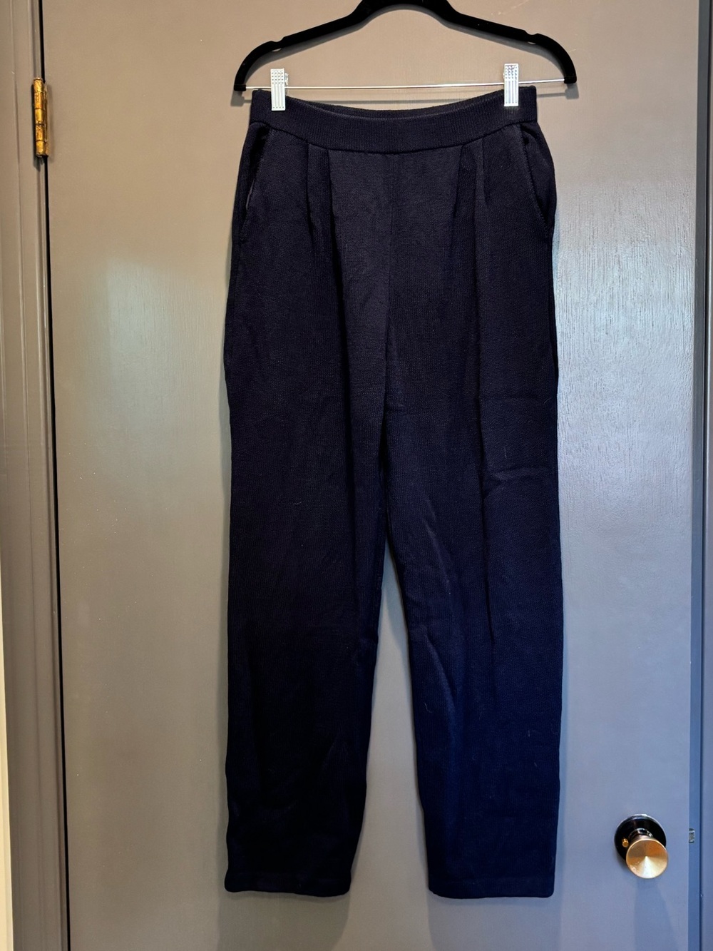 St. John Black Knit Pleated Front Trousers